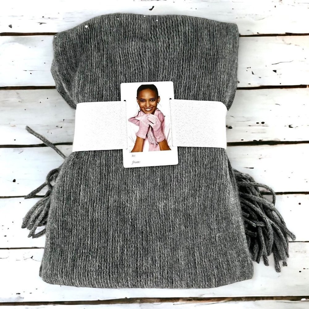 NEW/NWT Express Gray Knit Scarf & Gloves Set Winter Gift